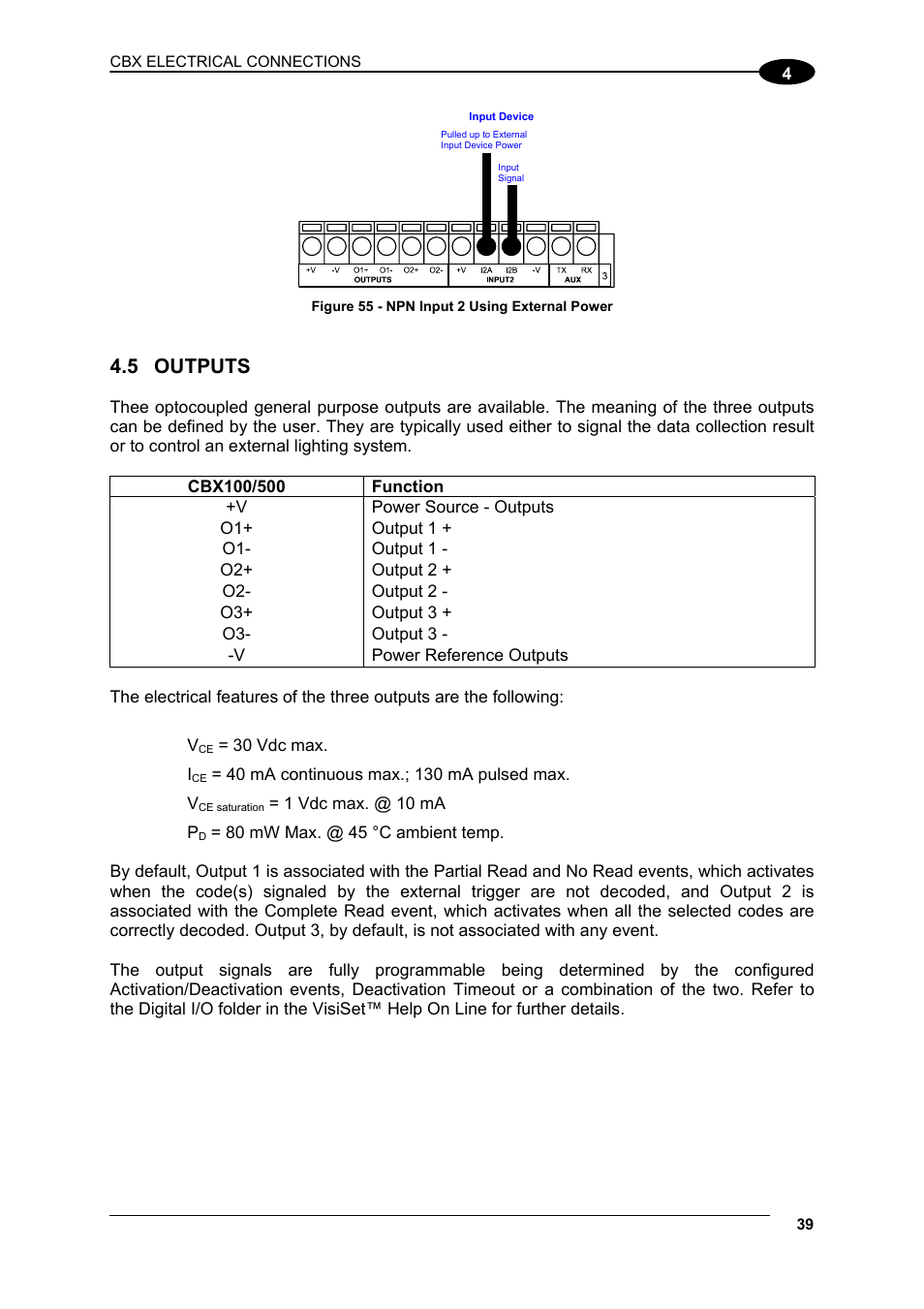 Outputs, 5 outputs | Datalogic Scanning Compact 2D Reader Matrix-2000 User Manual | Page 49 / 108