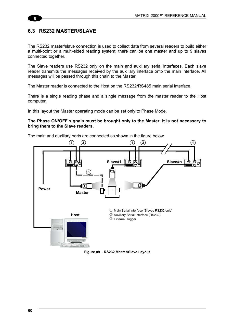 Rs232 master/slave, 3 rs232 master/slave | Datalogic Scanning Compact 2D Reader Matrix-2000 User Manual | Page 70 / 108