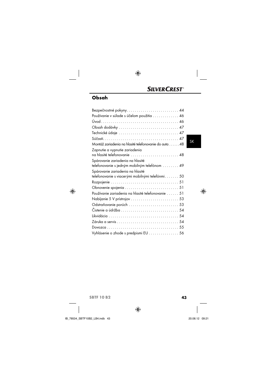 Silvercrest SBTF 10 B2 User Manual | Page 46 / 75