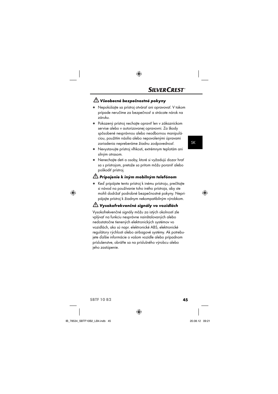 Silvercrest SBTF 10 B2 User Manual | Page 48 / 75