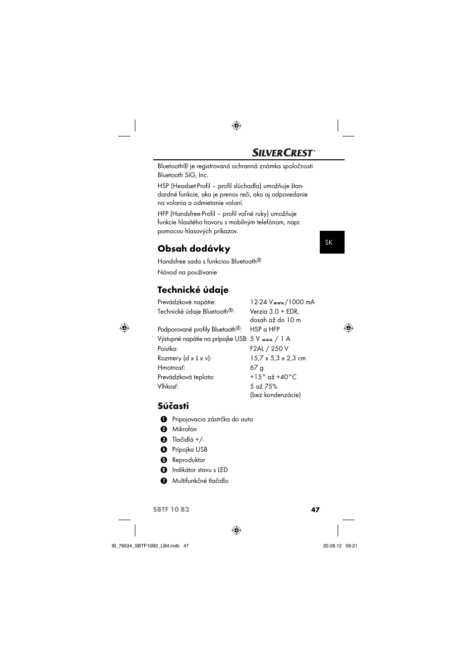 Silvercrest SBTF 10 B2 User Manual | Page 50 / 75