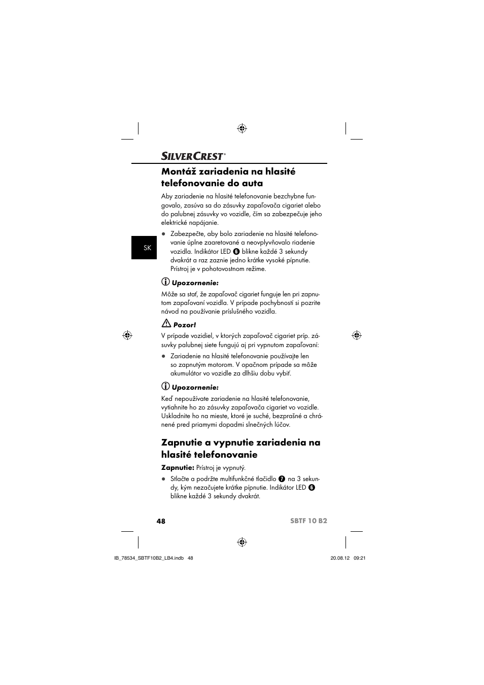 Montáž zariadenia na hlasité telefonovanie do auta | Silvercrest SBTF 10 B2 User Manual | Page 51 / 75
