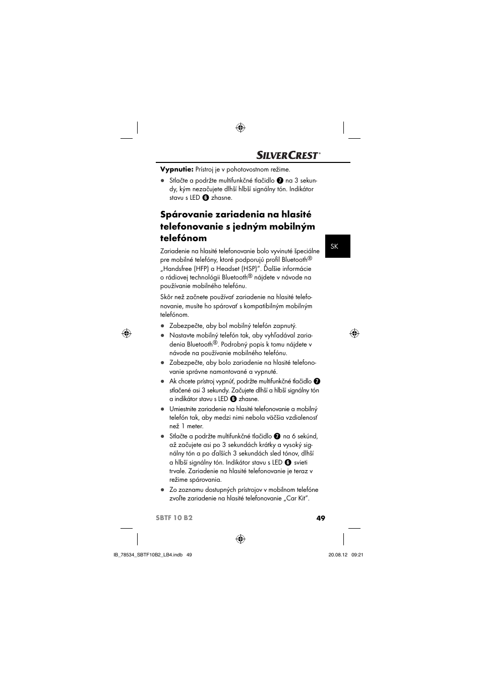Silvercrest SBTF 10 B2 User Manual | Page 52 / 75