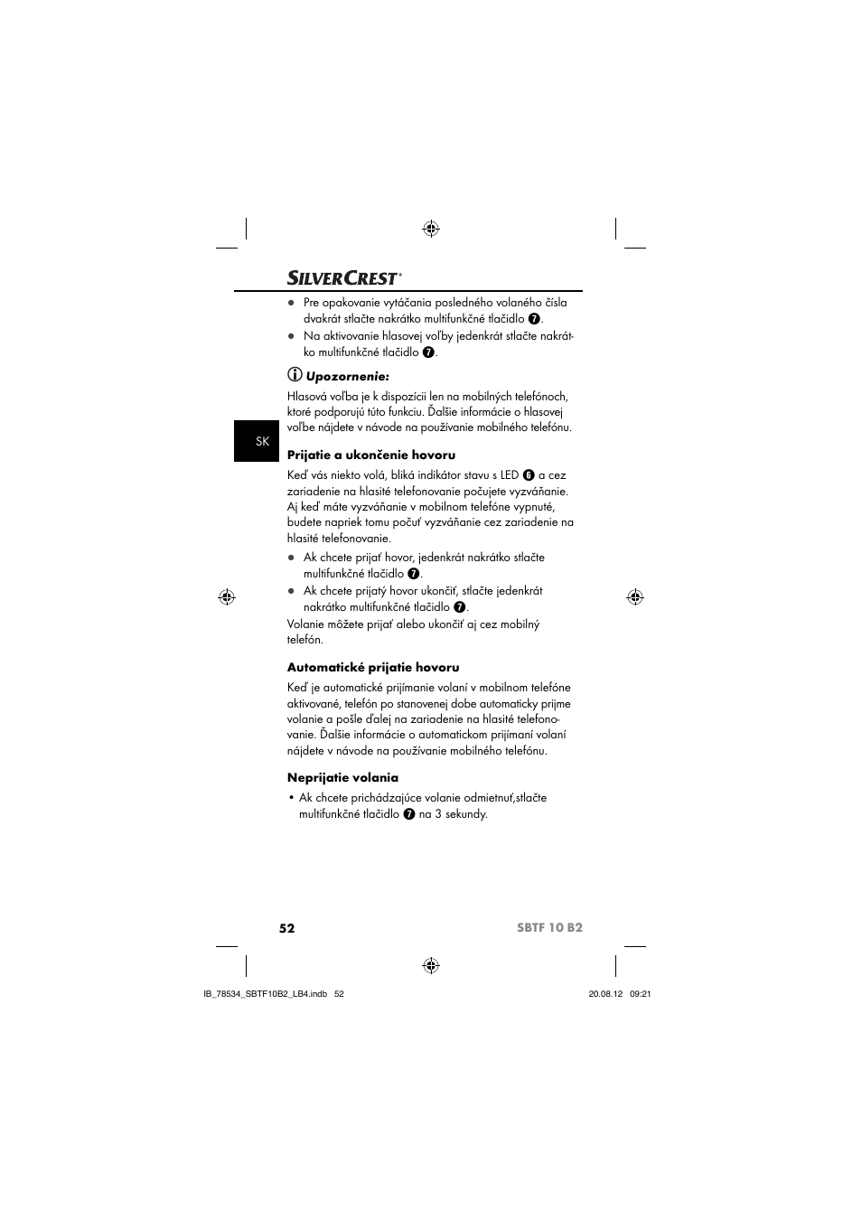 Silvercrest SBTF 10 B2 User Manual | Page 55 / 75
