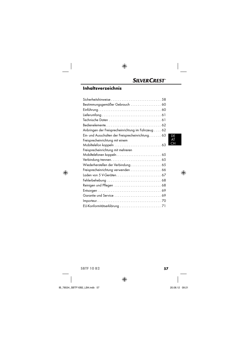 Silvercrest SBTF 10 B2 User Manual | Page 60 / 75