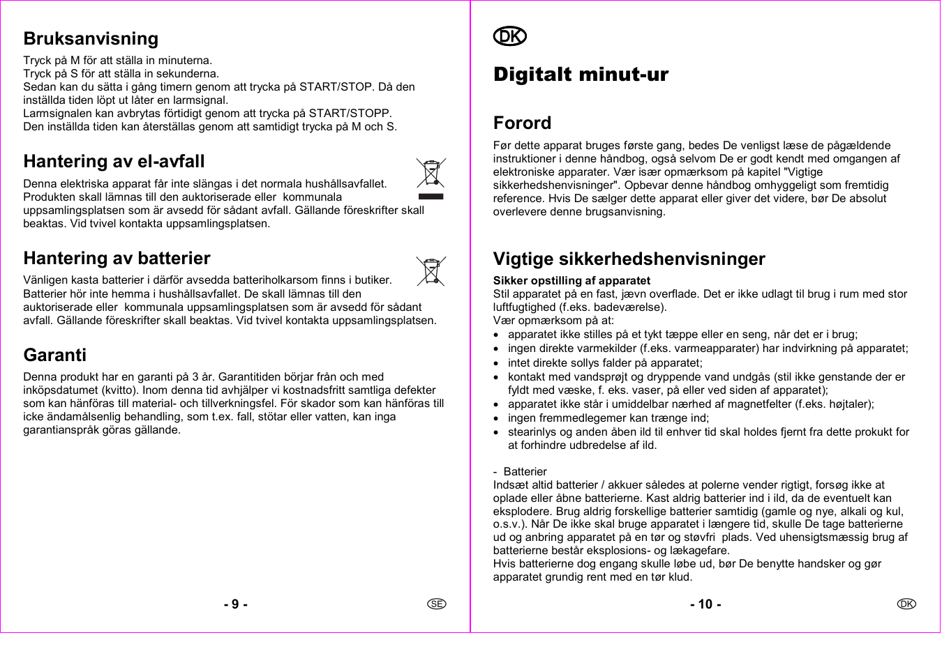 Digitalt minut-ur | Silvercrest 4-LD3191 User Manual | Page 6 / 8