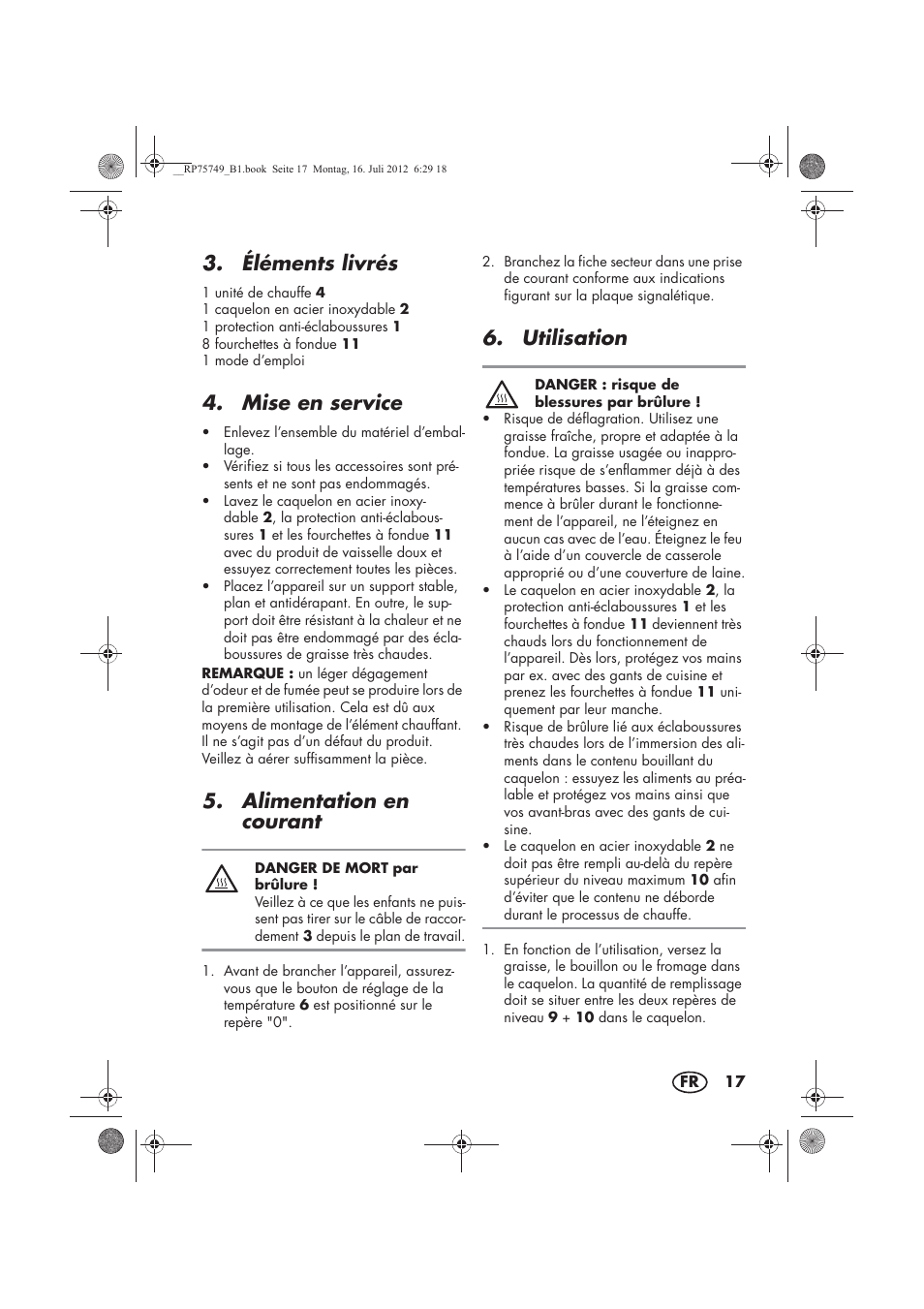 Éléments livrés, Mise en service, Alimentation en courant | Utilisation | Silvercrest SFE 1500 A1 User Manual | Page 19 / 54