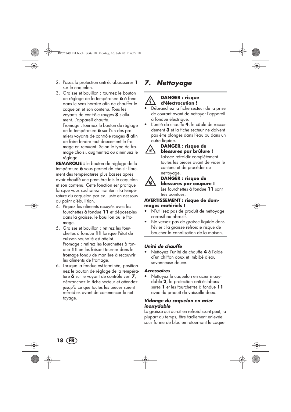 Nettoyage | Silvercrest SFE 1500 A1 User Manual | Page 20 / 54