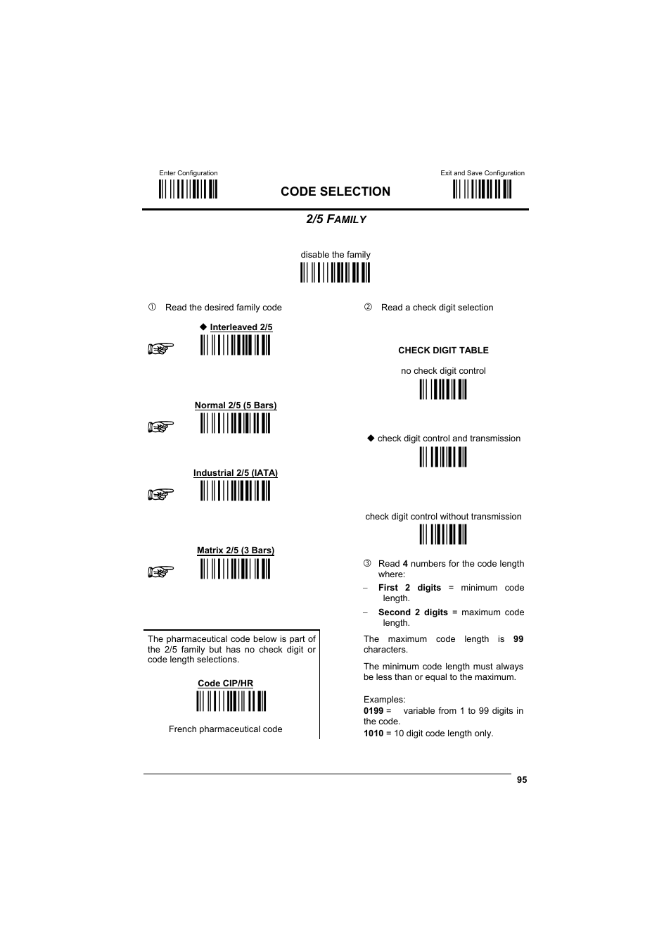 2/5 family, М$+;о, М$-?о | Ìac0qî, Ìac1tî, М12о, Мac2wо, М23о, Мac3zо, М34о | Datalogic Scanning GRYPHONTM MX30 User Manual | Page 105 / 197