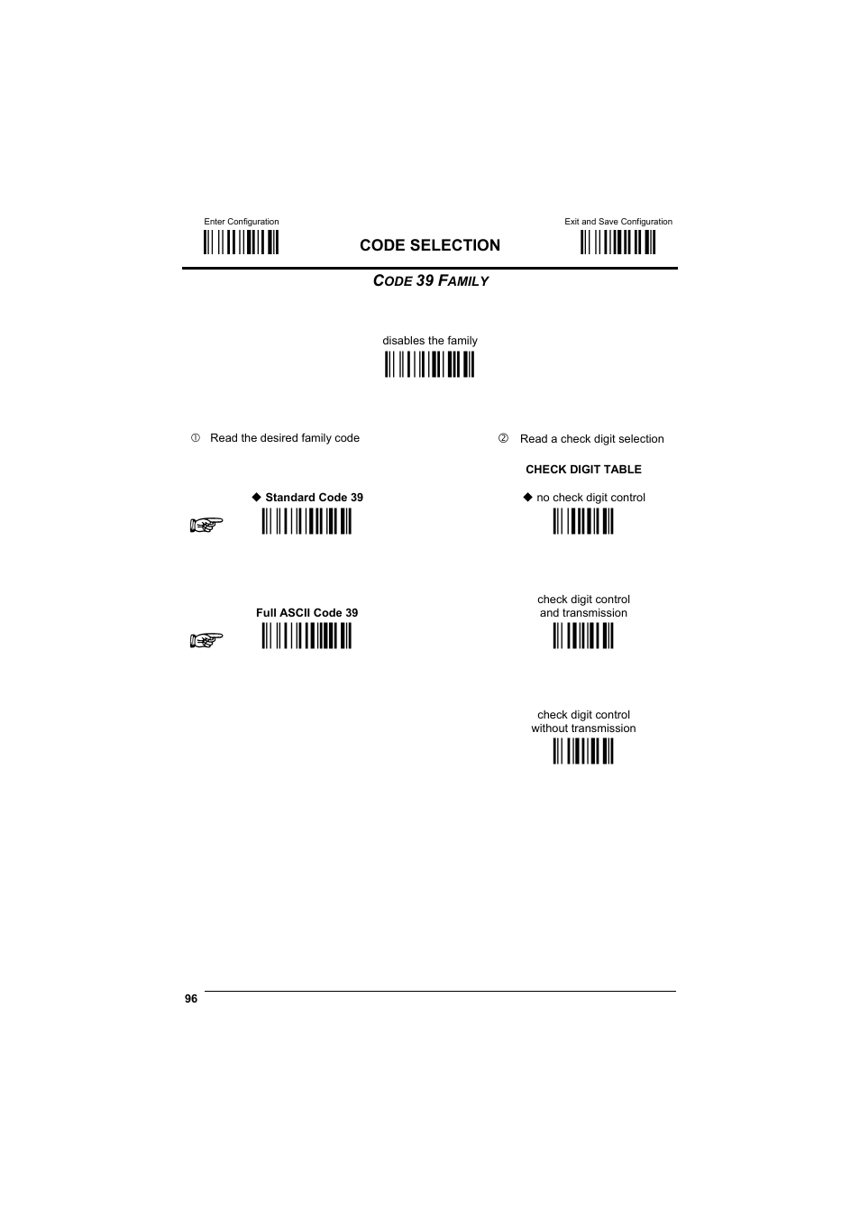 Code 39 family, М$+;о, М$-?о | Ìab0oî, Ìab1rо, М12о, Ìab2uо, М23о, М34о | Datalogic Scanning GRYPHONTM MX30 User Manual | Page 106 / 197