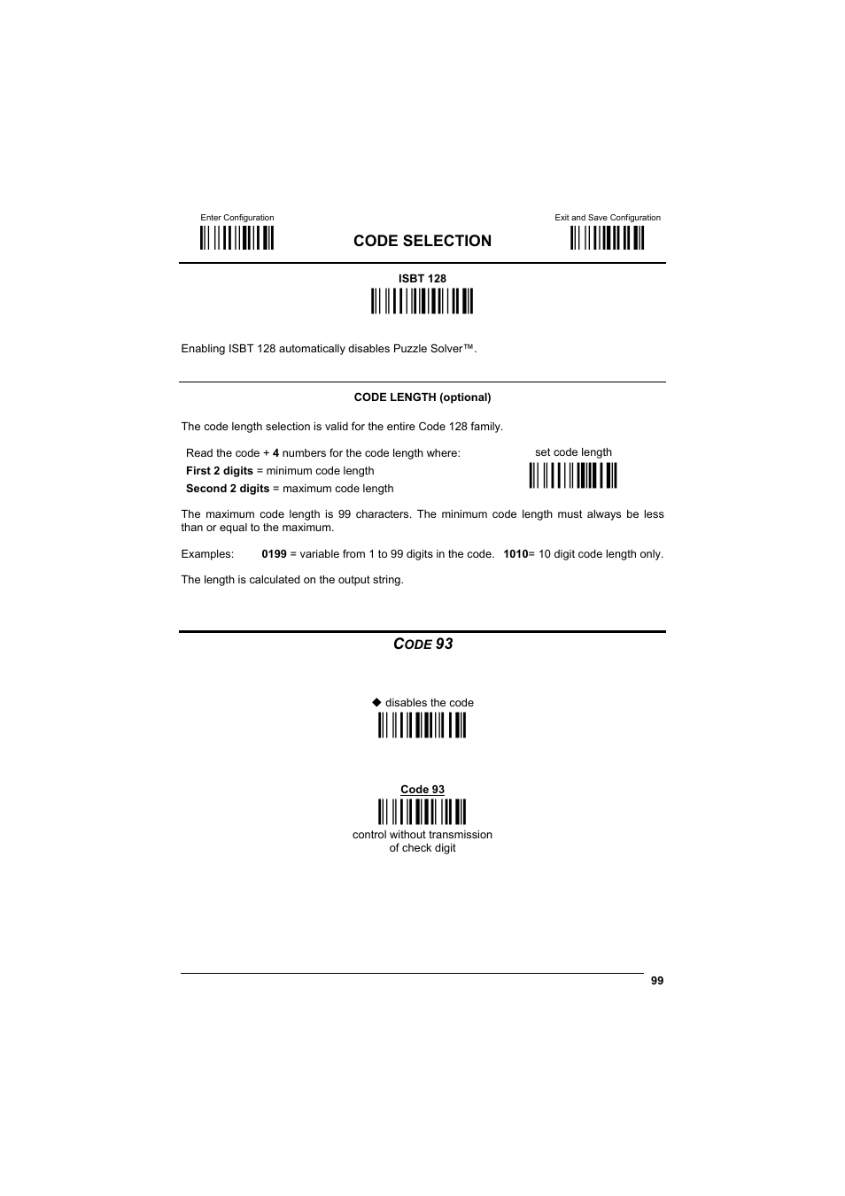 Code 93, М$+;о, М$-?о | Ìai31cî, Ìailjî, Ìak0aî, Ìak1dî | Datalogic Scanning GRYPHONTM MX30 User Manual | Page 109 / 197