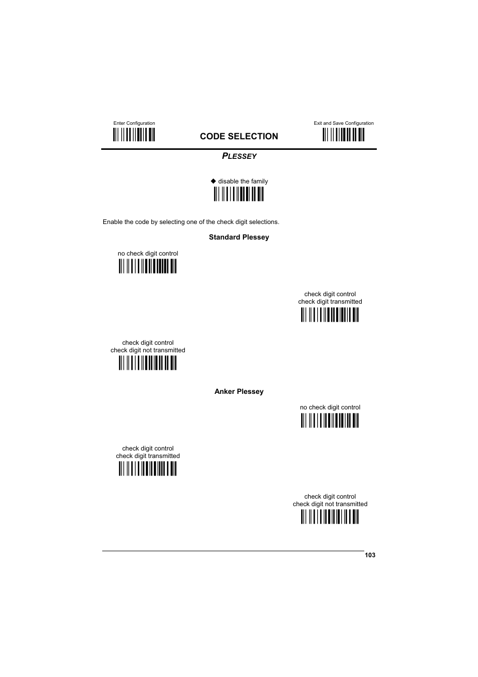 Plessey, М$+;о, М$-?о | Ìaf0wî, Мaf117о, Мaf12;о, Мaf13?о, Мaf21:о, Ìaf22>î, Ìaf23bо | Datalogic Scanning GRYPHONTM MX30 User Manual | Page 113 / 197