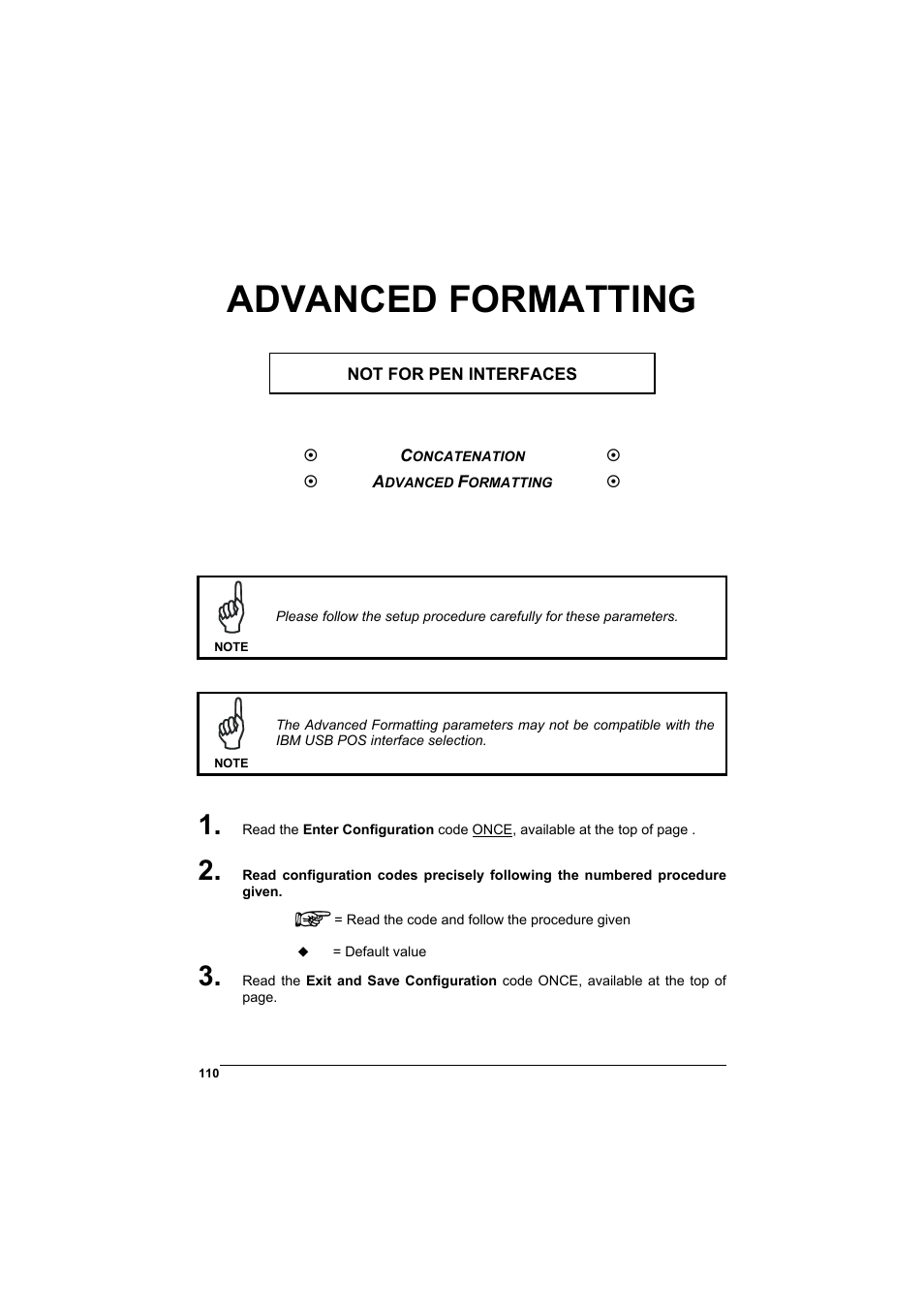 Advanced formatting | Datalogic Scanning GRYPHONTM MX30 User Manual | Page 120 / 197