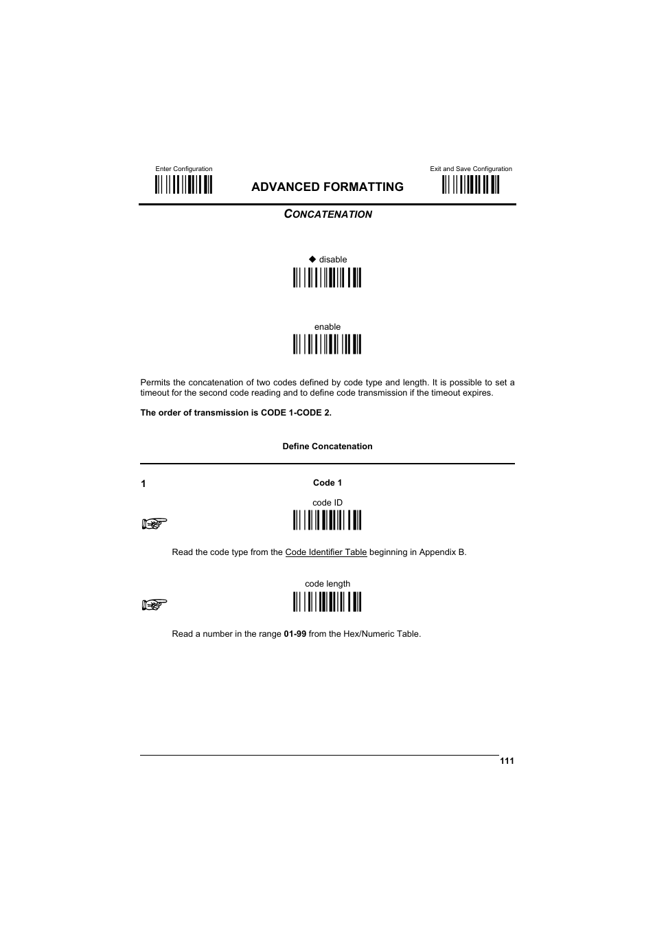 Concatenation, М$+;о, М$-?о | Ìei0aî, Ìei1dî, Ìek0eî, Ìel0gî | Datalogic Scanning GRYPHONTM MX30 User Manual | Page 121 / 197