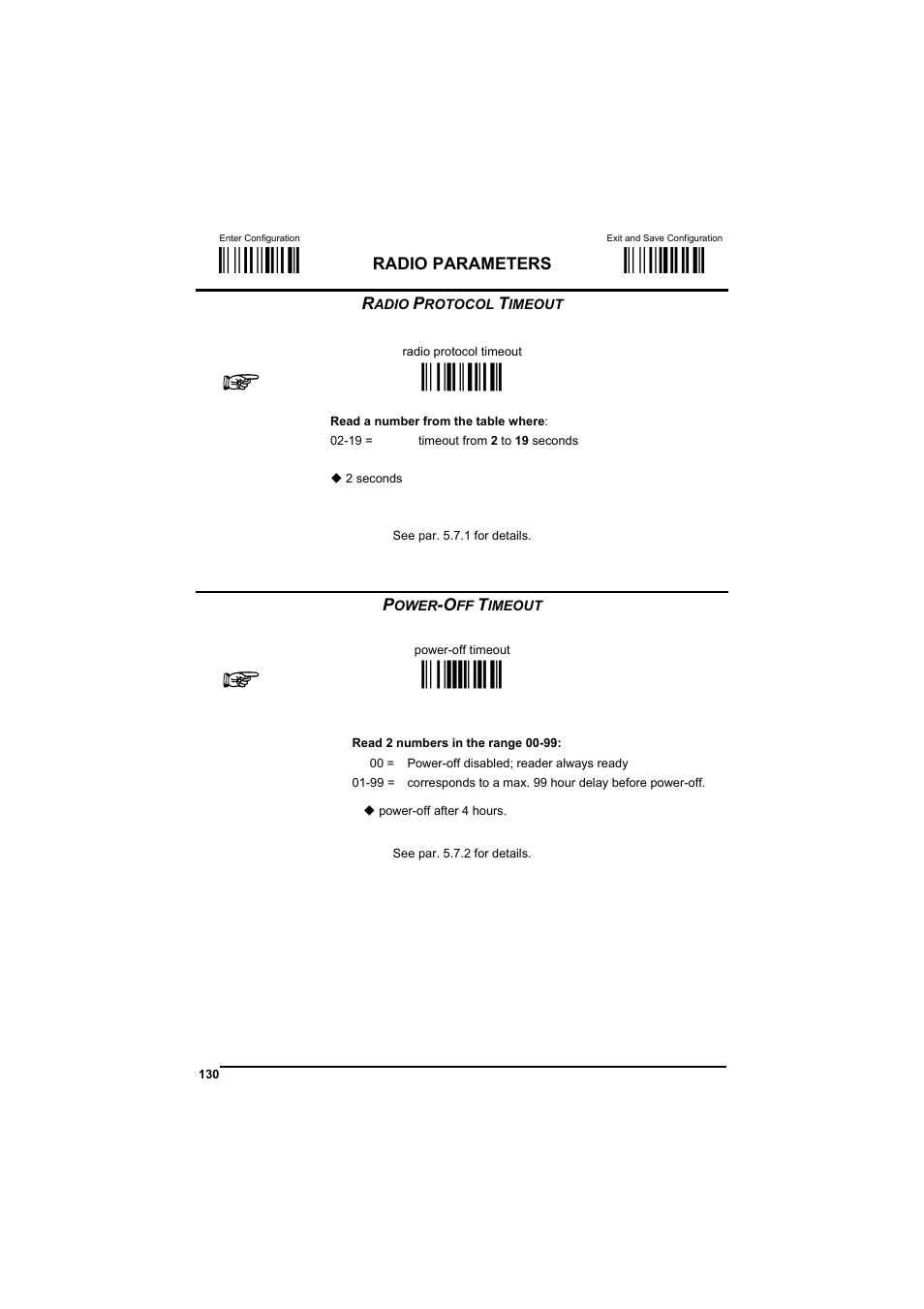 Radio protocol timeout, Power-off timeout, М$+;о | М$-?о, Ìrh<î, Ìrplî | Datalogic Scanning GRYPHONTM MX30 User Manual | Page 140 / 197