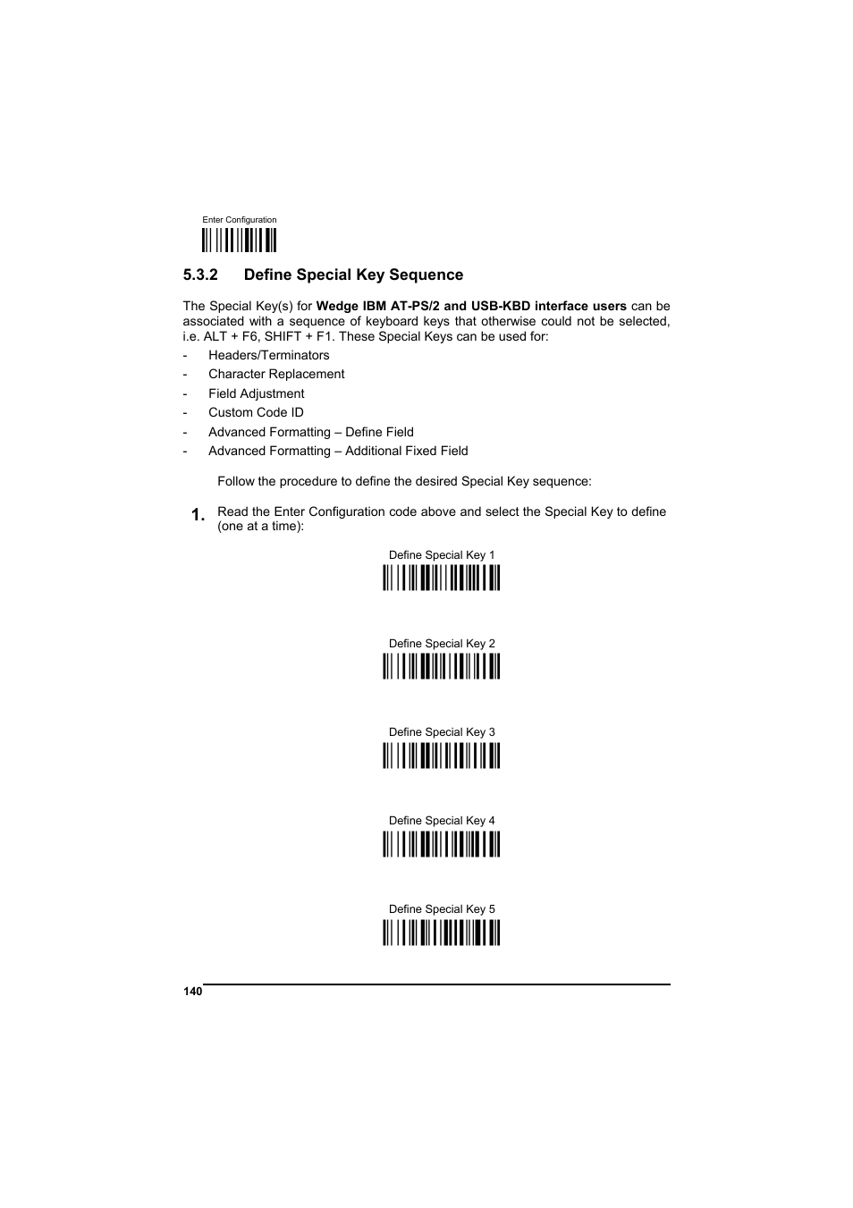 Define special key sequence, М$+;о, Ìfq9c2>î | Ìfq9d2bî, Ìfq9e2fî, Ìfq9f2jî, Ìfqa02qо | Datalogic Scanning GRYPHONTM MX30 User Manual | Page 150 / 197
