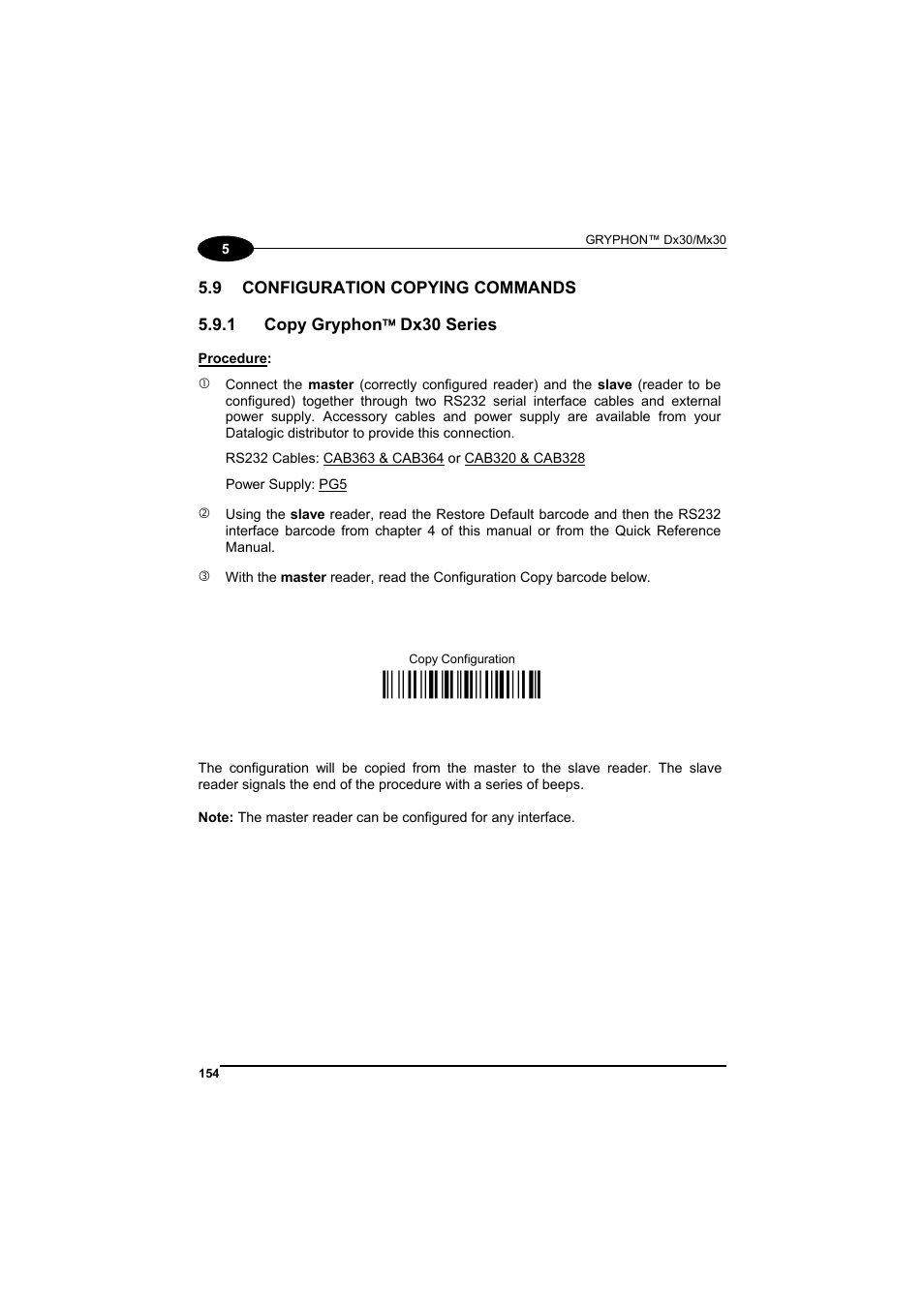 Configuration copying commands, Copy gryphon( dx30 series, Copy gryphon | Dx30 series, Ì$+zz0$-*î | Datalogic Scanning GRYPHONTM MX30 User Manual | Page 164 / 197