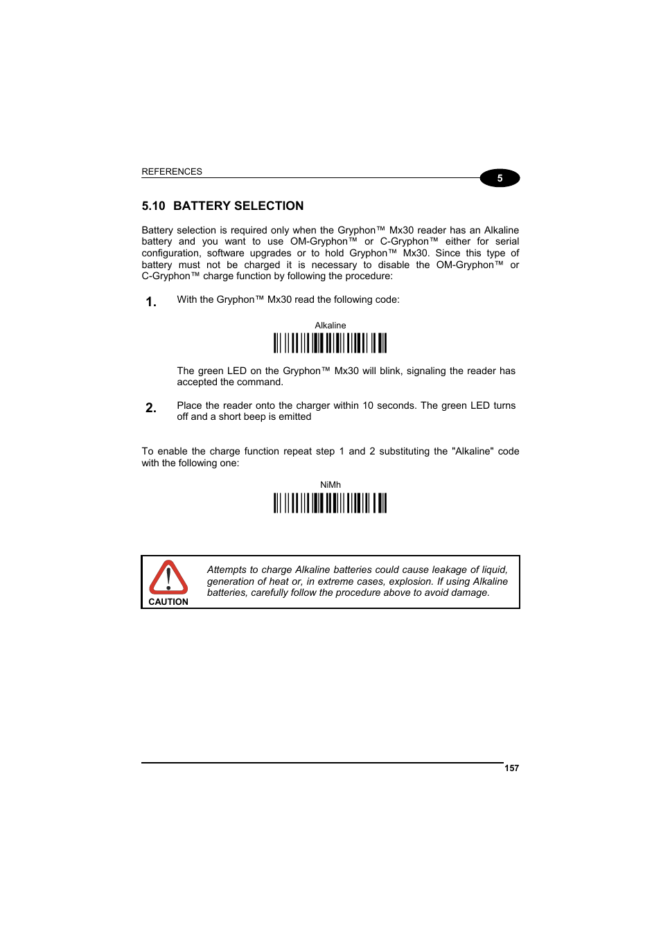 Battery selection, Ì$+rn4$-]î, Ì$+rn6$-gî | Datalogic Scanning GRYPHONTM MX30 User Manual | Page 167 / 197