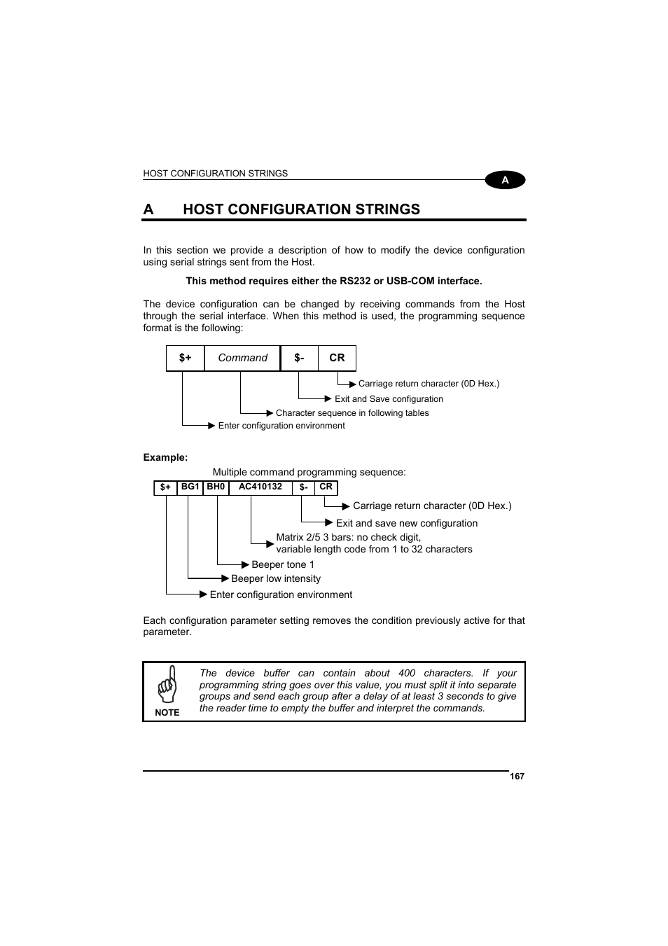 A host configuration strings, Host configuration strings, Ahost configuration strings | Datalogic Scanning GRYPHONTM MX30 User Manual | Page 177 / 197