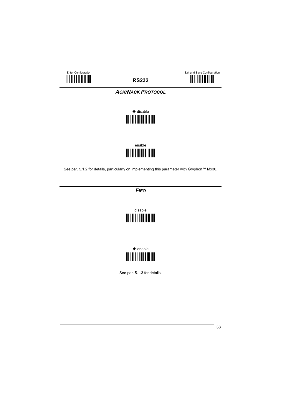 Ack/nack protocol, Fifo, М$+;о | М$-?о, Ìer0sî, Ìer1vî, Ìec0uî, Ìec1xî | Datalogic Scanning GRYPHONTM MX30 User Manual | Page 43 / 197