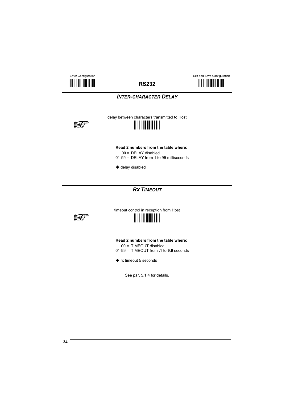 Inter-character delay, Rx timeout, М$+;о | М$-?о, Мck3о, Мcl5о | Datalogic Scanning GRYPHONTM MX30 User Manual | Page 44 / 197