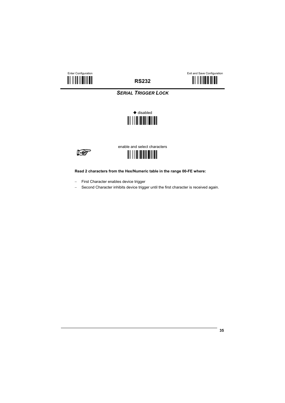 Serial trigger lock, М$+;о, М$-?о | Ìcr0qî, Ìcr1tî | Datalogic Scanning GRYPHONTM MX30 User Manual | Page 45 / 197