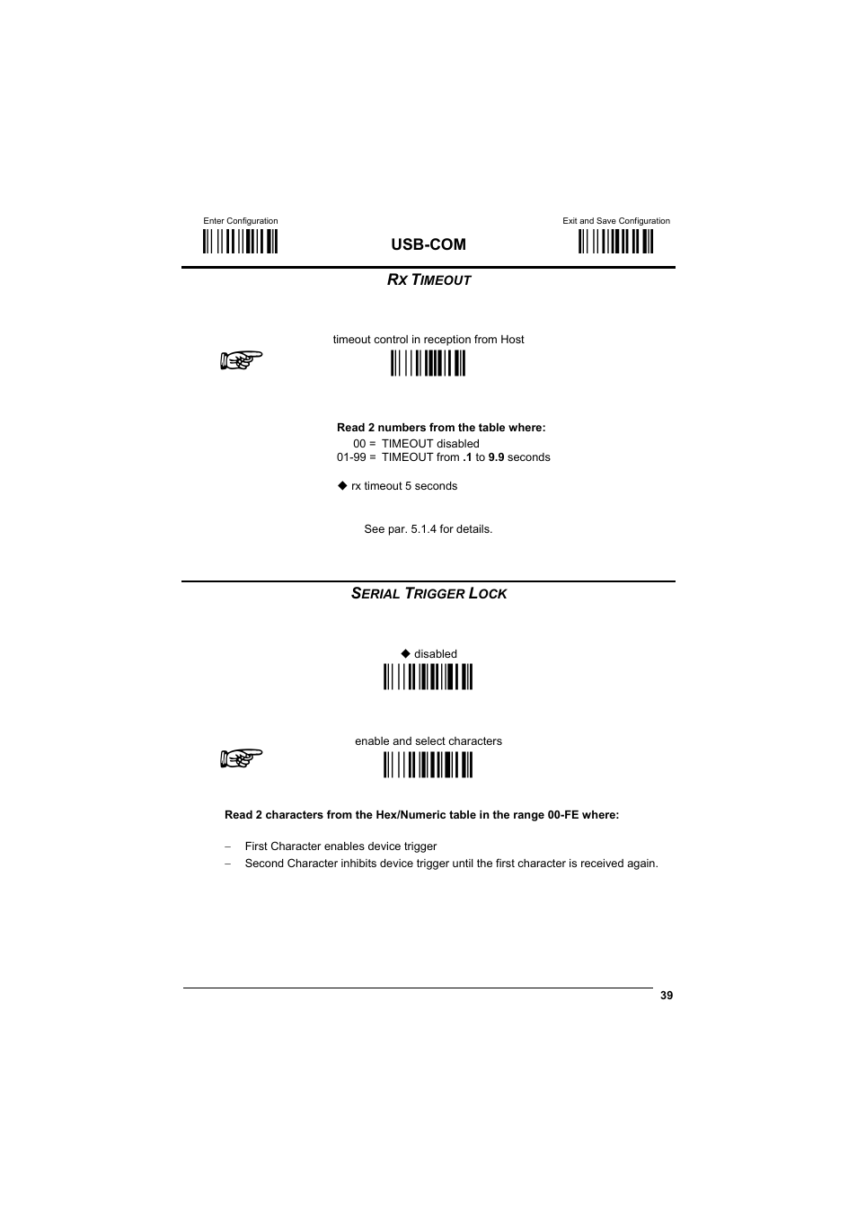 Rx timeout, Serial trigger lock, М$+;о | М$-?о, Мcl5о, Ìcr0qî, Ìcr1tî | Datalogic Scanning GRYPHONTM MX30 User Manual | Page 49 / 197