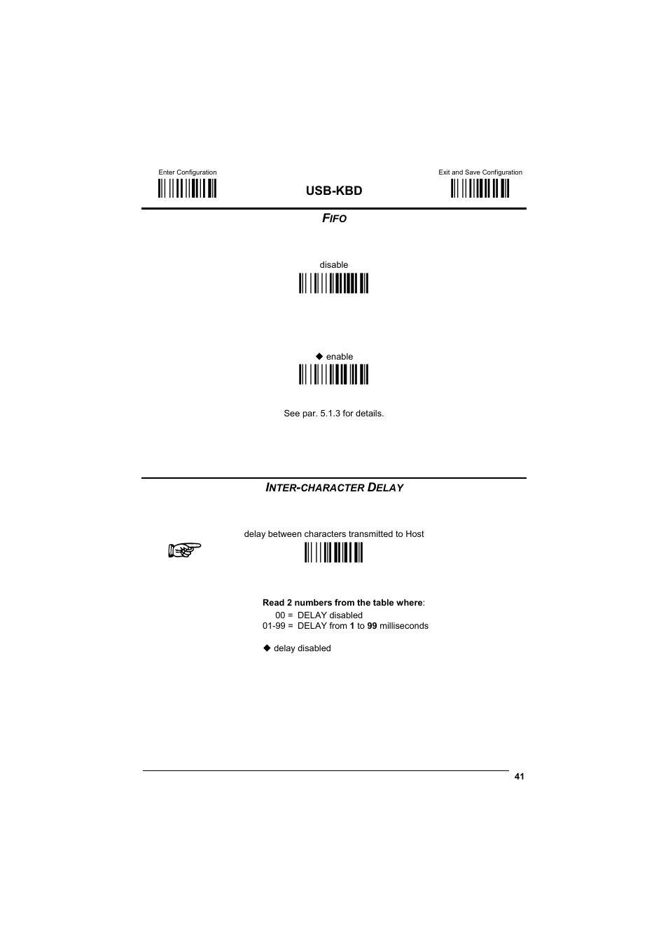 Fifo, Inter-character delay, М$+;о | М$-?о, Ìec0uî, Ìec1xî, Мck3о | Datalogic Scanning GRYPHONTM MX30 User Manual | Page 51 / 197