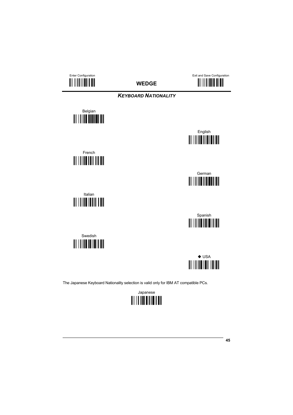 Keyboard nationality, М$+;о, М$-?о | Ìfj7yî, Ìfj4pî, Ìfj2jî, Ìfj3mî, Ìfj1gî, Ìfj6vî, Ìfj5sî | Datalogic Scanning GRYPHONTM MX30 User Manual | Page 55 / 197