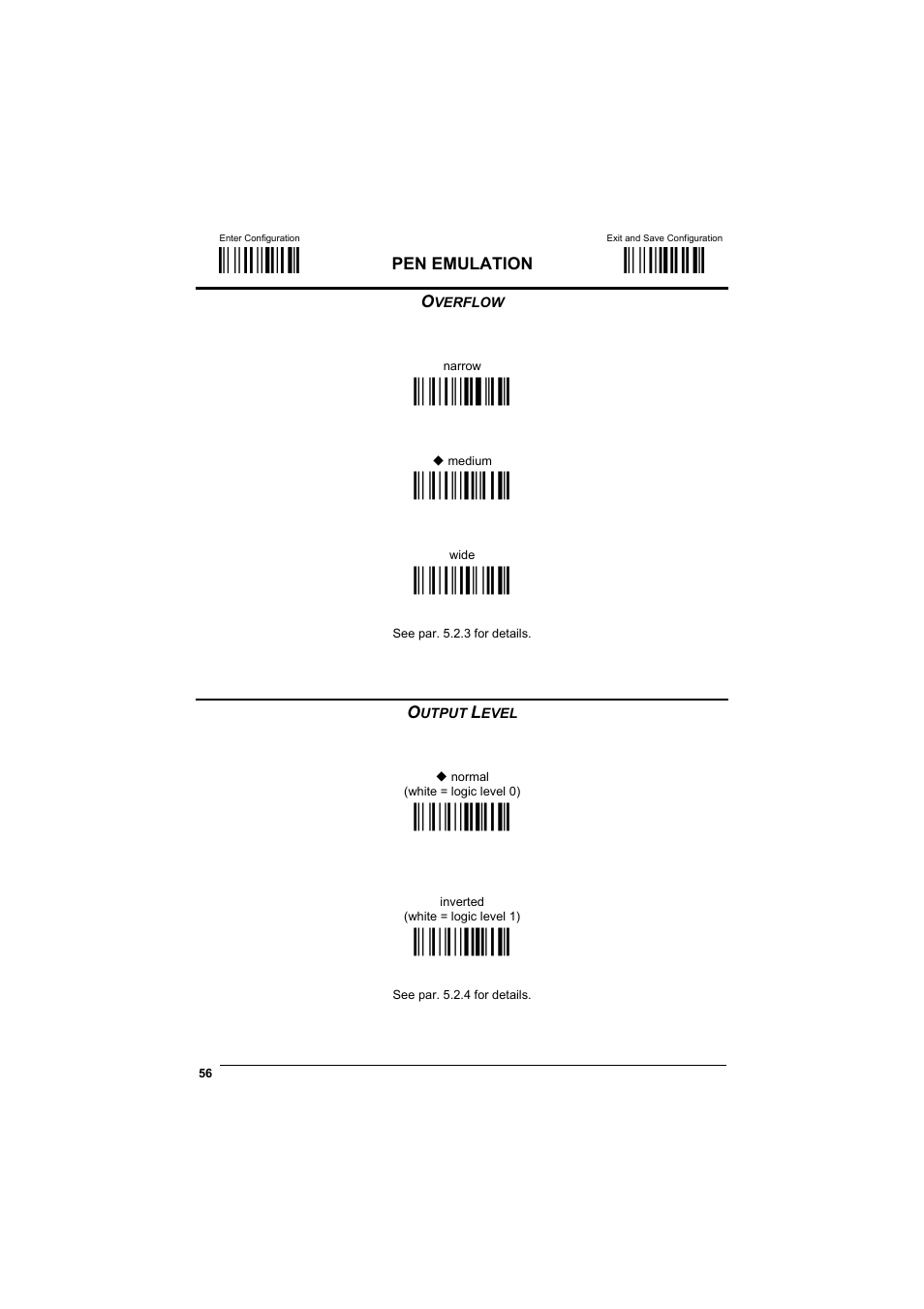 Overflow, Output level, М$+;о | М$-?о, Мdh0^о, Ìdh1aî, Ìdh2dî, Ìdd0vî, Ìdd1yî | Datalogic Scanning GRYPHONTM MX30 User Manual | Page 66 / 197