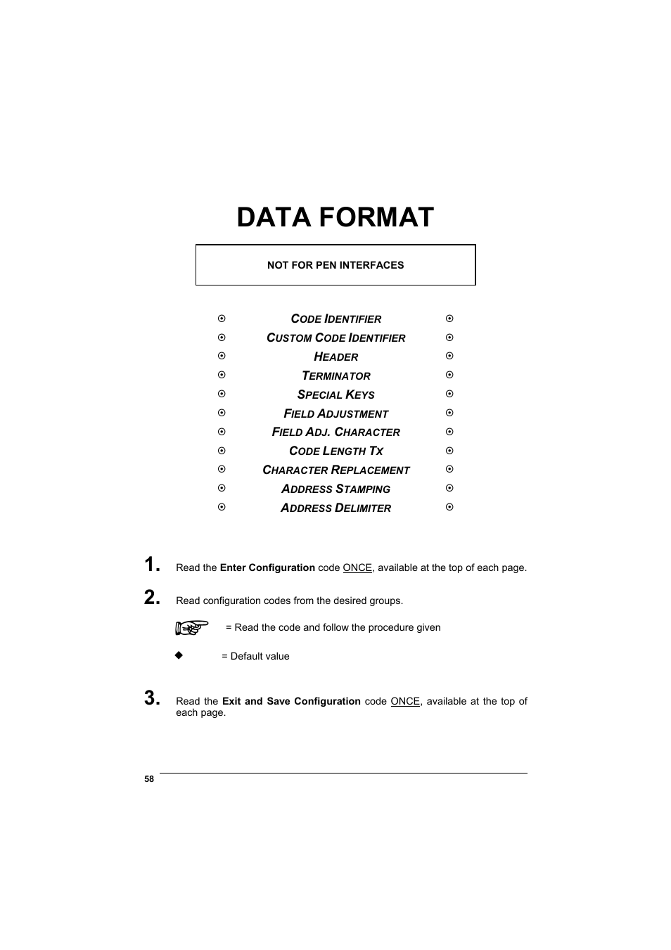 Data format | Datalogic Scanning GRYPHONTM MX30 User Manual | Page 68 / 197