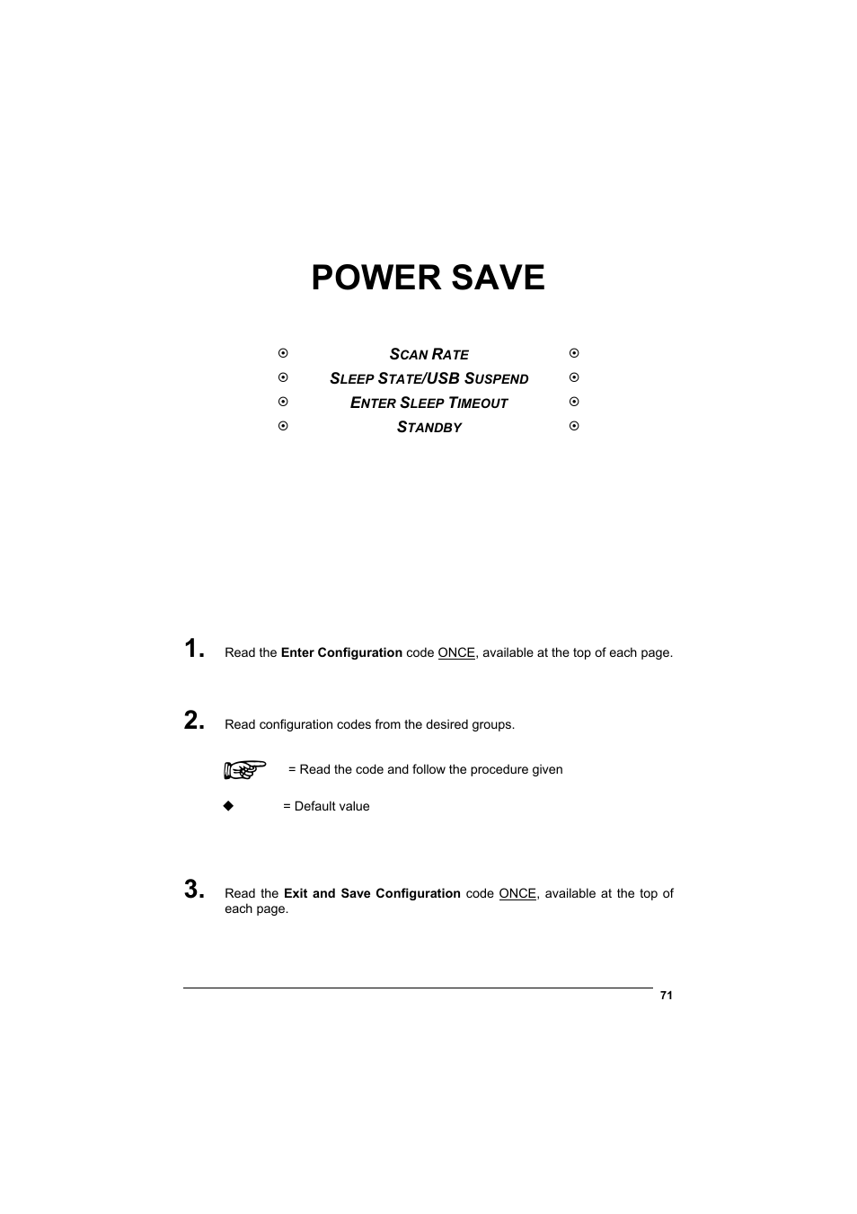 Power save | Datalogic Scanning GRYPHONTM MX30 User Manual | Page 81 / 197