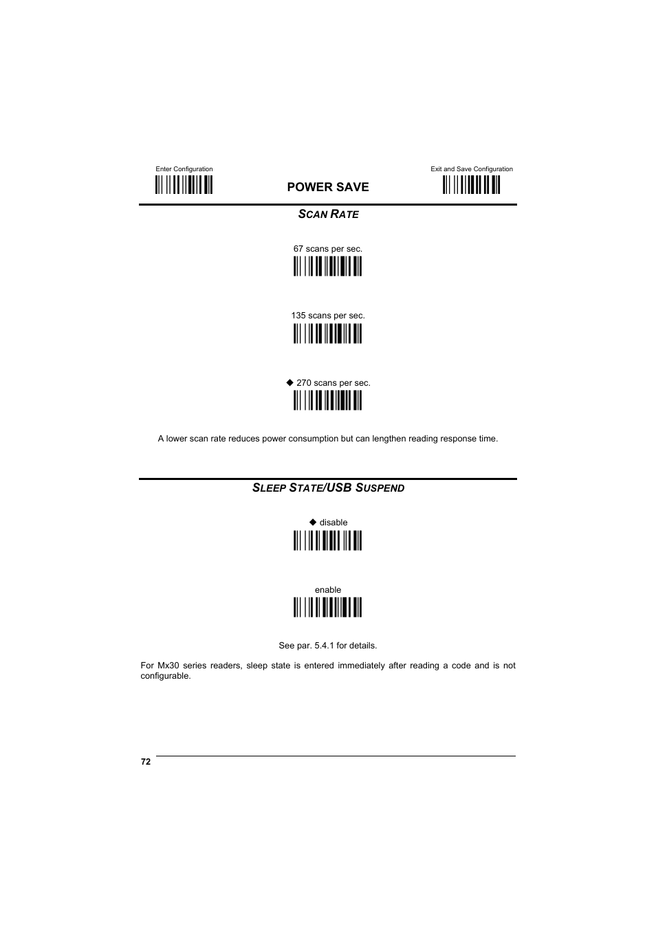 Scan rate, Sleep state/usb suspend, М$+;о | М$-?о, Ìbt0tî, Ìbt1wî, Ìbt2zî, Ìbq0nî, Ìbq1qî | Datalogic Scanning GRYPHONTM MX30 User Manual | Page 82 / 197