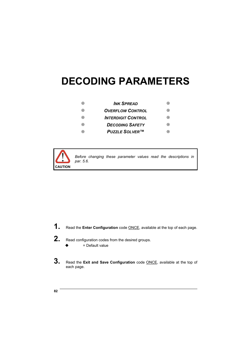 Decoding parameters | Datalogic Scanning GRYPHONTM MX30 User Manual | Page 92 / 197