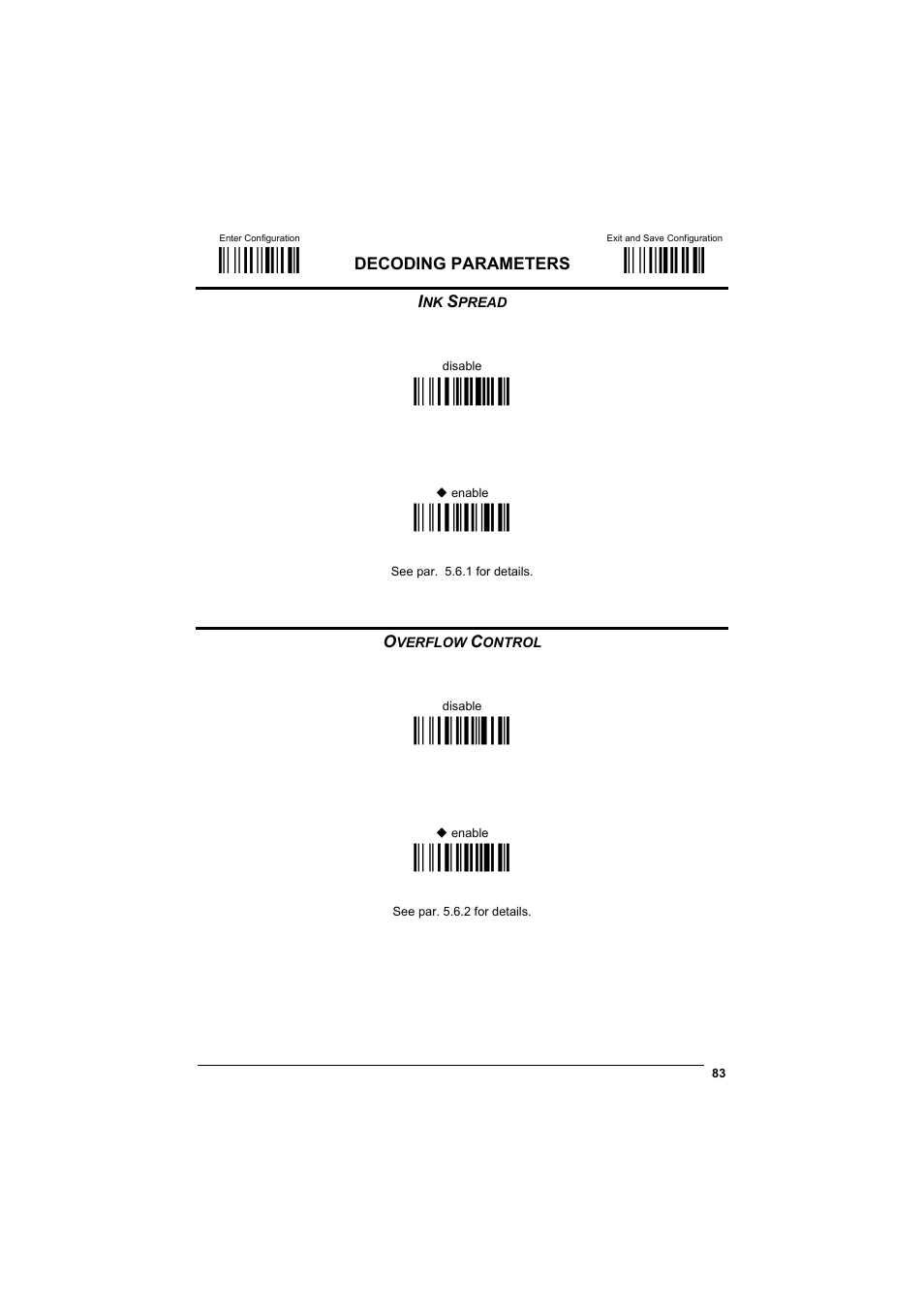 Ink spread, Overflow control, М$+;о | М$-?о, Мax0{о, Мax1~о, Мaw1|о, Ìaw0yî | Datalogic Scanning GRYPHONTM MX30 User Manual | Page 93 / 197