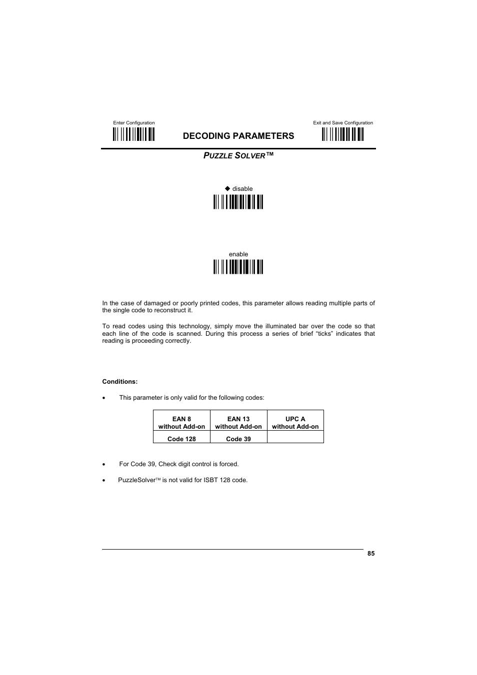 Puzzle solver, М$+;о, М$-?о | Ìau0uî, Ìau1xî | Datalogic Scanning GRYPHONTM MX30 User Manual | Page 95 / 197