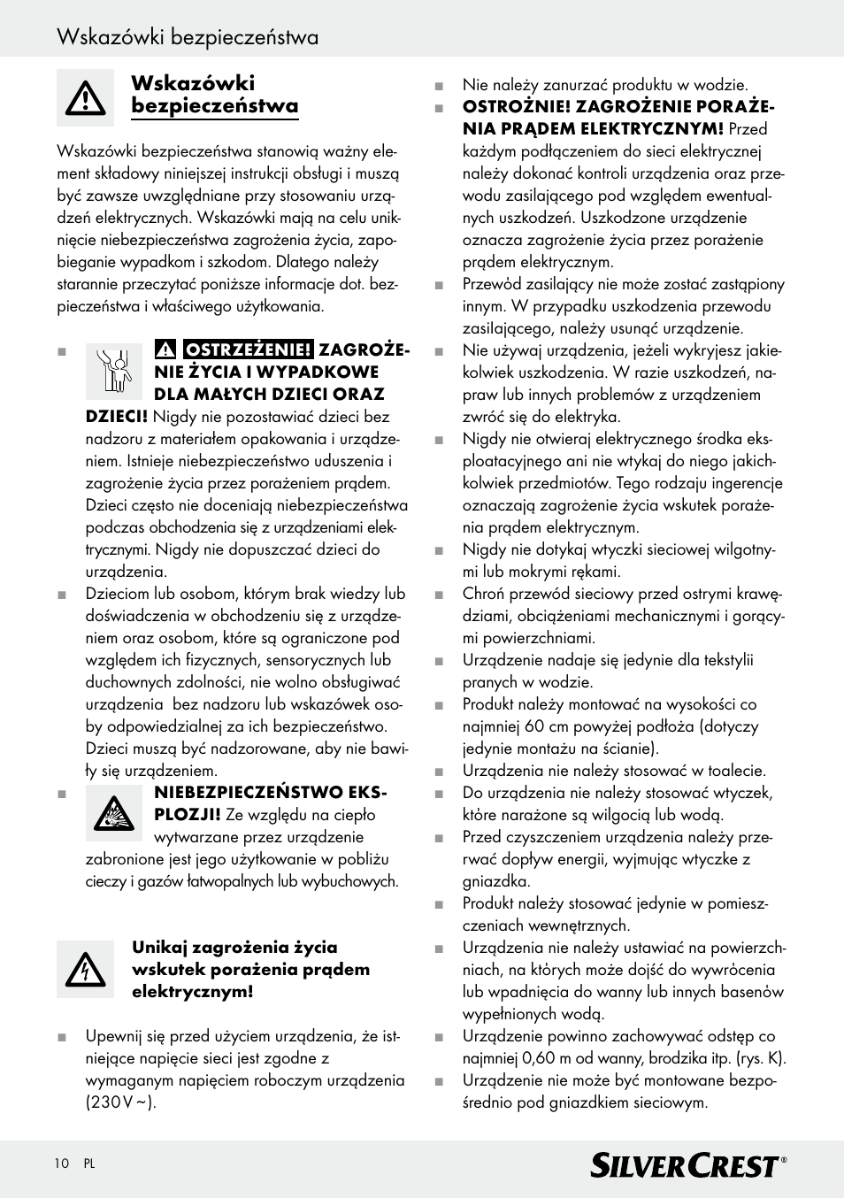 Wskazówki bezpieczeństwa | Silvercrest Z30399 User Manual | Page 10 / 40