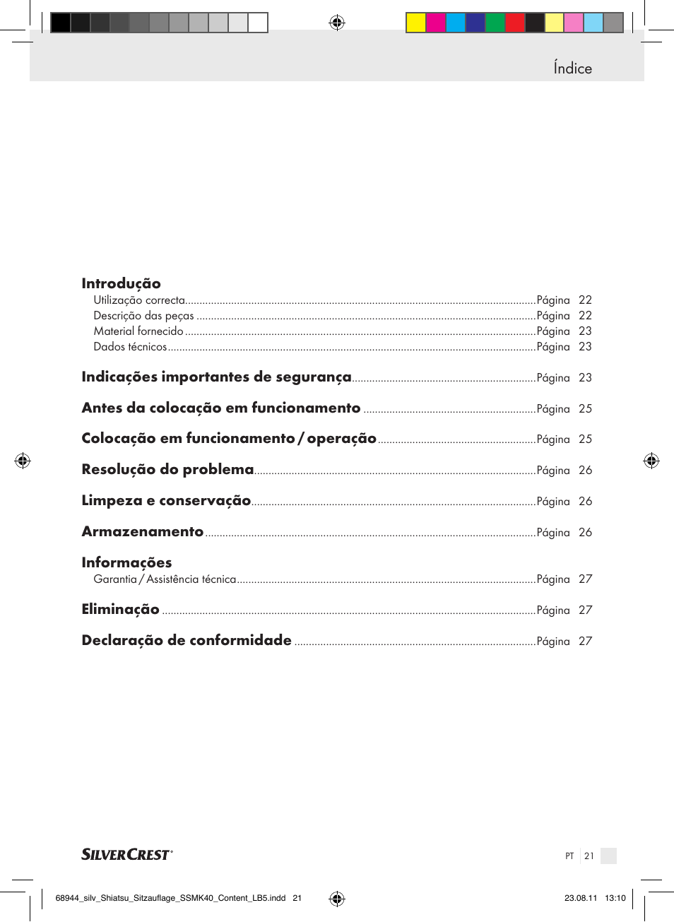 Índice | Silvercrest SSMK 40 B2 User Manual | Page 17 / 40