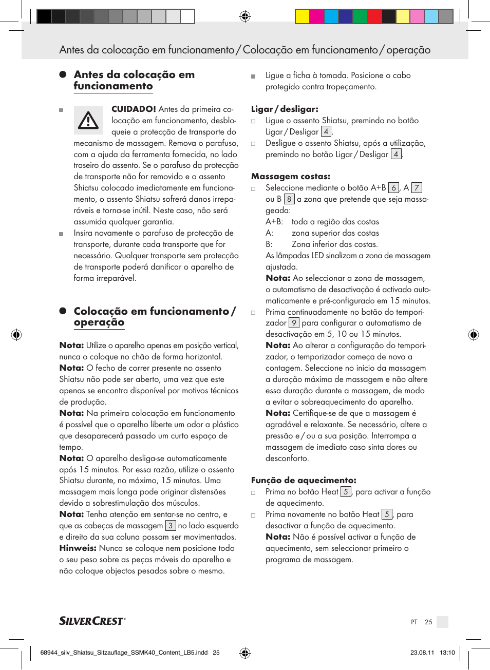 Antes da colocação em funcionamento, Colocação em funcionamento / operação | Silvercrest SSMK 40 B2 User Manual | Page 21 / 40