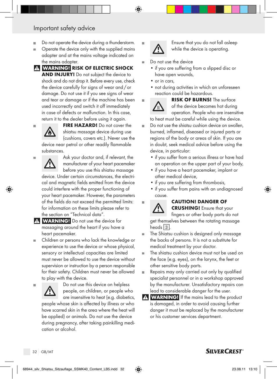 Important safety advice | Silvercrest SSMK 40 B2 User Manual | Page 28 / 40