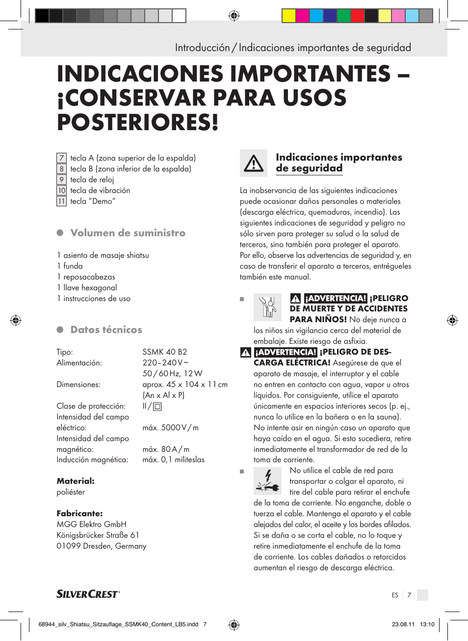 Silvercrest SSMK 40 B2 User Manual | Page 3 / 40