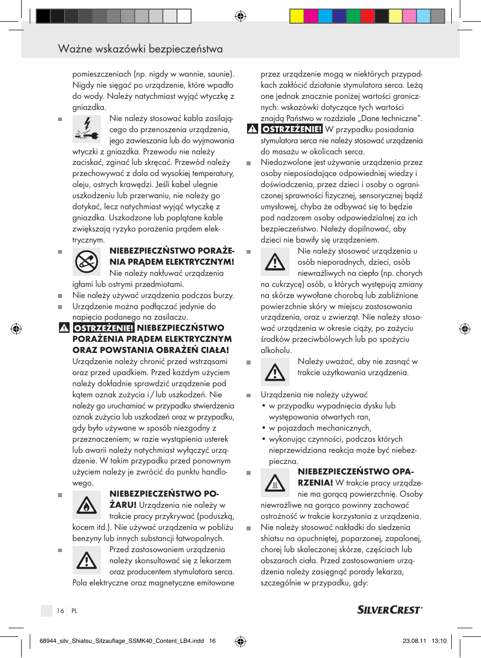 Ważne wskazówki bezpieczeństwa | Silvercrest SSMK 40 B2 User Manual | Page 12 / 56