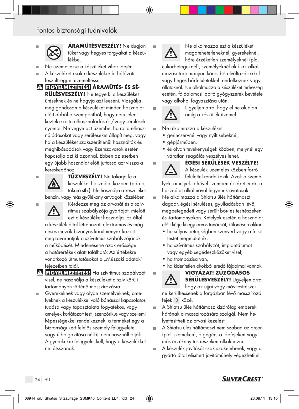 Fontos biztonsági tudnivalók | Silvercrest SSMK 40 B2 User Manual | Page 20 / 56