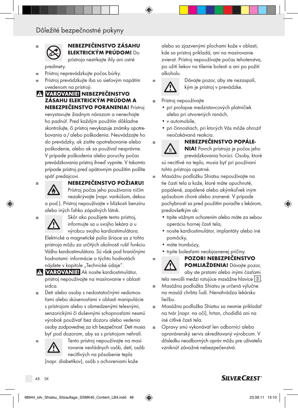 Dôležité bezpečnostné pokyny | Silvercrest SSMK 40 B2 User Manual | Page 44 / 56