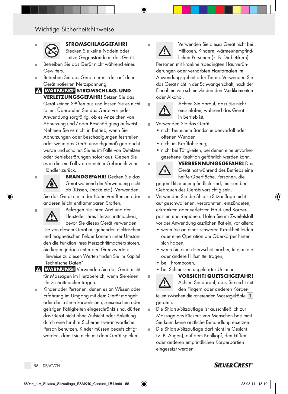 Wichtige sicherheitshinweise | Silvercrest SSMK 40 B2 User Manual | Page 52 / 56