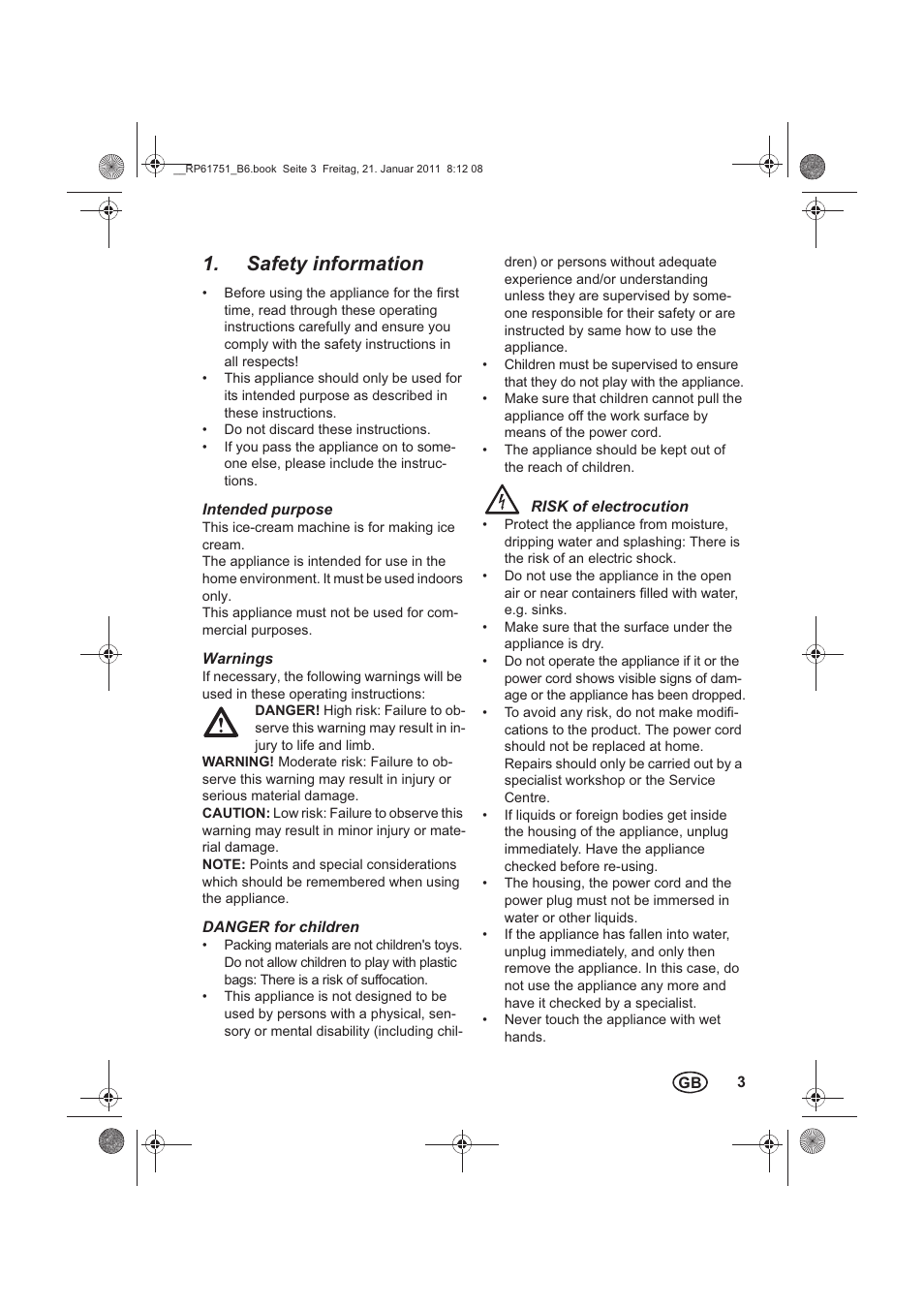 Safety information | Silvercrest SECM 12 A1 User Manual | Page 5 / 14