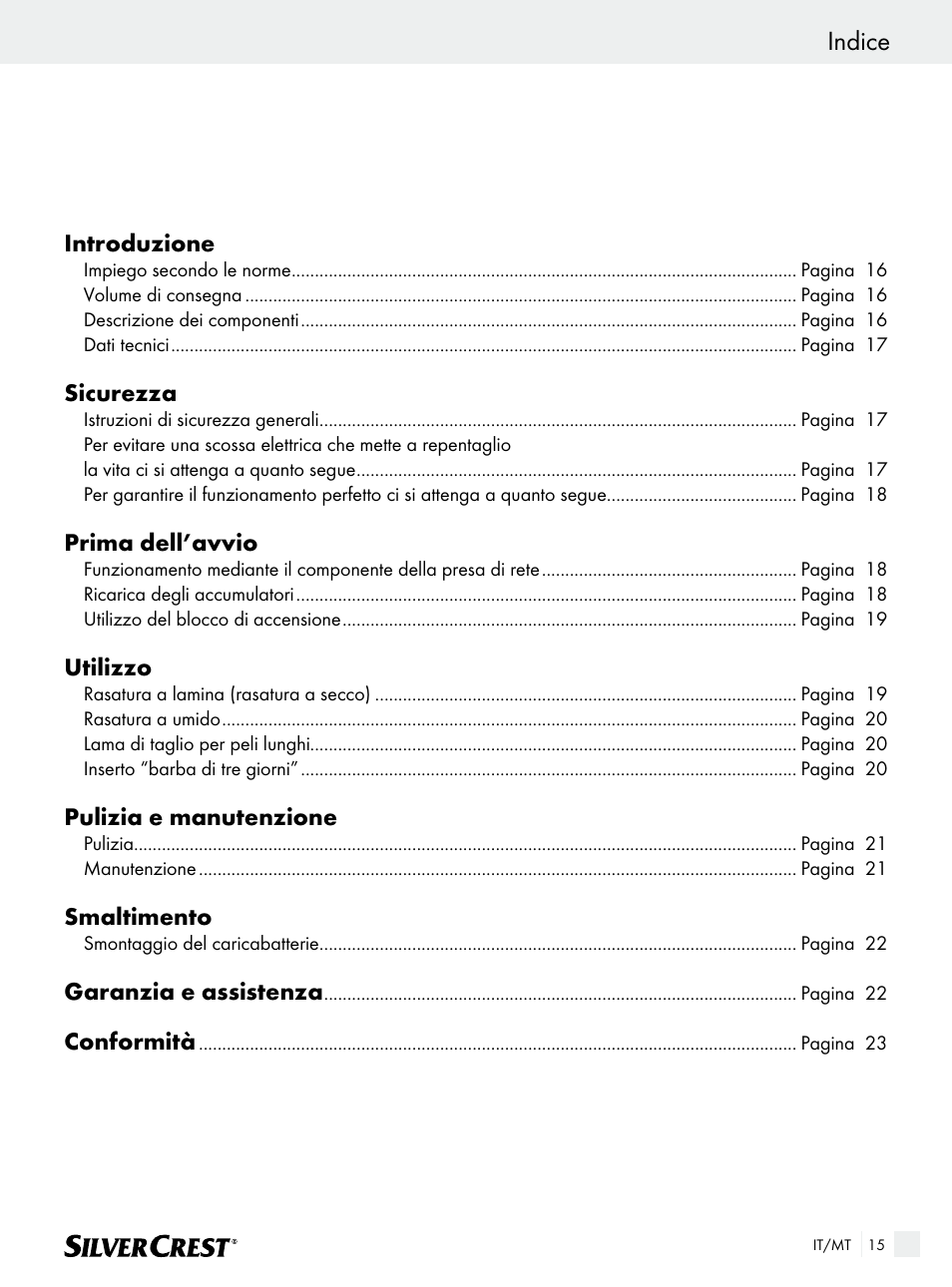 Indice | Silvercrest SFR 1200 A1 User Manual | Page 15 / 55