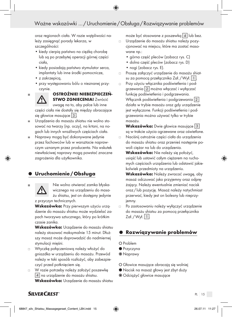 Uruchomienie / obsługa, Rozwiązywanie problemόw | Silvercrest SSM 141 B2 User Manual | Page 11 / 52