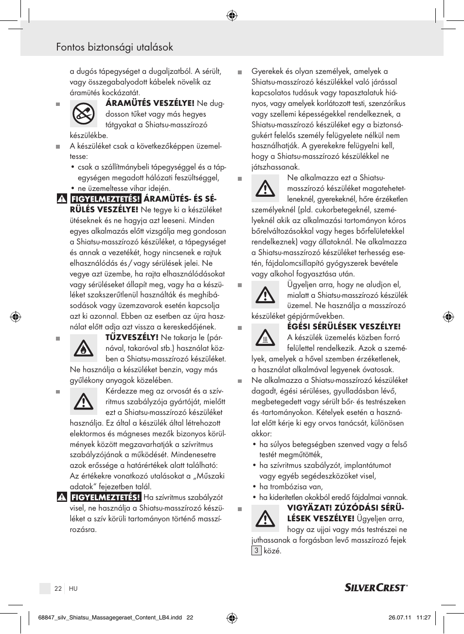 Fontos biztonsági utalások | Silvercrest SSM 141 B2 User Manual | Page 18 / 52