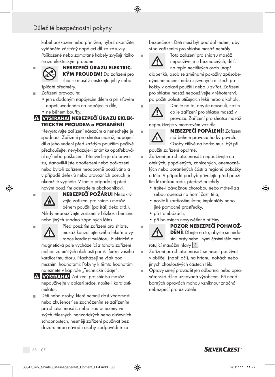 Důležité bezpečnostní pokyny | Silvercrest SSM 141 B2 User Manual | Page 34 / 52